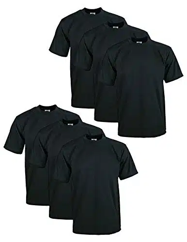 Pro Club Men's Pack Heavyweight Cotton Short Sleeve Crew Neck T Shirt, Black, XL Tall