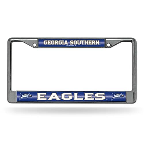 Rico Industries NCAA Bling Chrome License Plate Frame with Glitter Accent, Georgia Southern Eagles, x inches