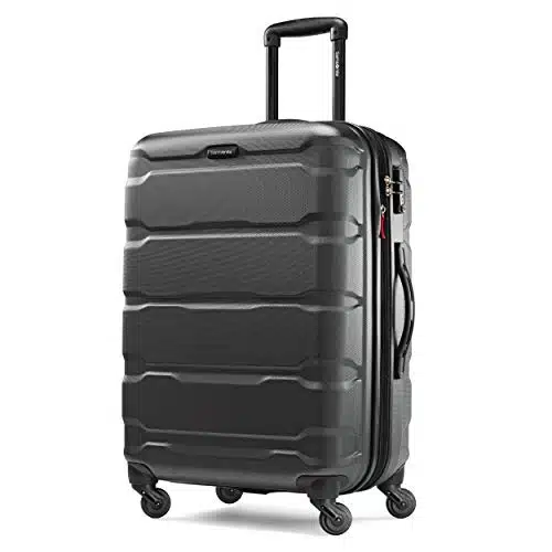 Samsonite Omni PC Hardside Expandable Luggage with Spinner Wheels, Checked Medium Inch, Black