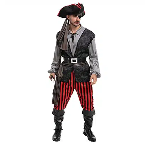 Spooktacular Creations Adult Men Pirate Costume for Halloween, Costume Party, Trick or Treating, Cosplay Party (X Large)