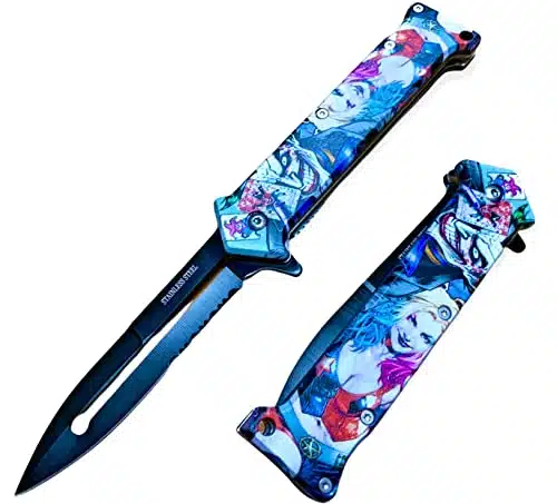 Super Knife inch Joker Harley Quinn Tactical Spring Assisted Folding Pocket Knife EDC Open Blade wPocket Clip. D Print Handle