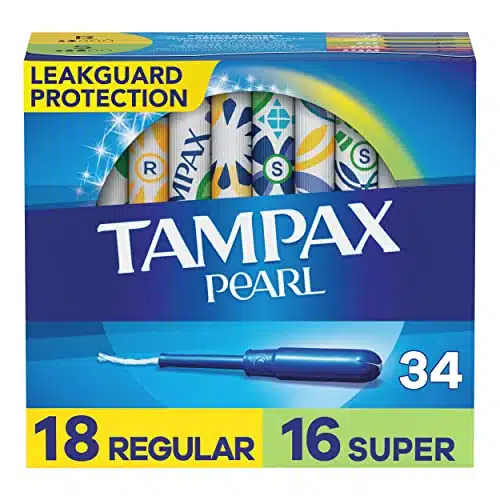Tampax Pearl Tampons Multipack, RegularSuper Absorbency, With Leakguard Braid, Unscented, Count