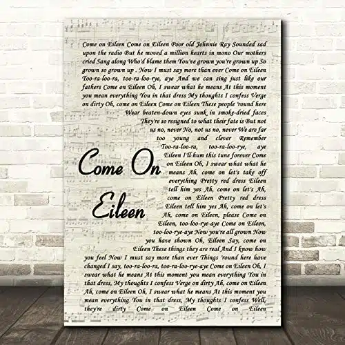 The Card Zoo Come On Eileen Song Lyric Vintage Script Quote Wall Art Gift Print