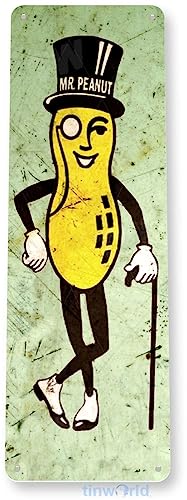 Tinworld Tin Sign Tin Metal Sign Decor Mr. Peanut Rustic Peanuts Kitchen Cottage Farm B