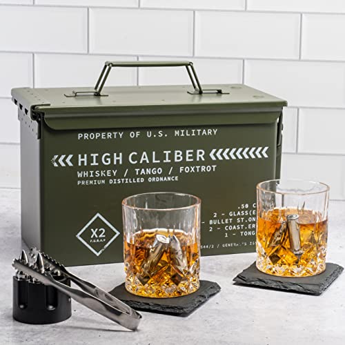 Titan LSO Whiskey Glasses and Whiskey Stones in Unique Tactical Box Display  Ideal Groomsme Whiskey Gifts for Men  Bourbon Cocktail Glasses, Coasters and Tongs