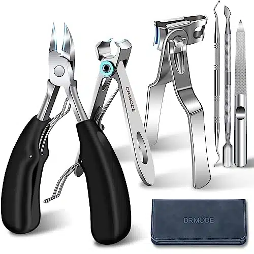 Toenail Clippers for Seniors Thick Toenails, Nail Clipper Set with Ingrown Toenail Tool & mm Wide Opening Nail Clippers for Men & Degree Rotary Fingernail Clipper & Leather Case and Nail File