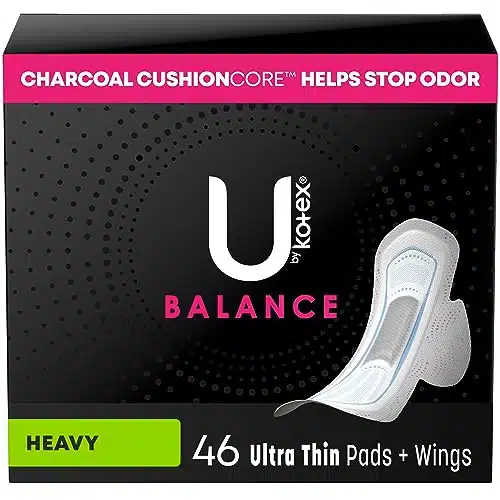 U by Kotex Balance Ultra Thin Pads with Wings, Heavy Absorbency, Count (Packaging May Vary)