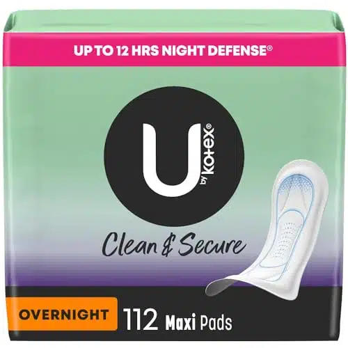 U by Kotex Clean & Secure Overnight Maxi Pads, Count (Packs of ) (Packaging May Vary)