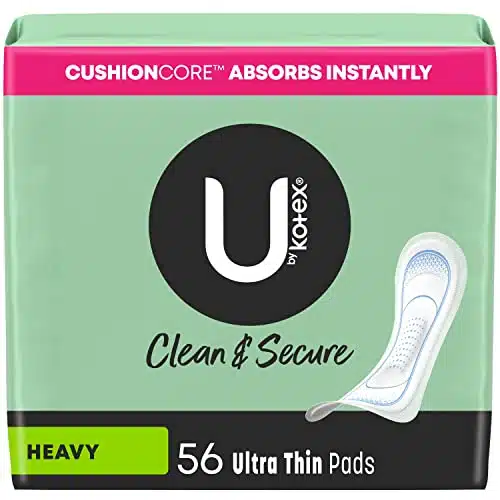 U by Kotex Clean & Secure Ultra Thin Pads, Heavy Absorbency, Count (Packaging May Vary)