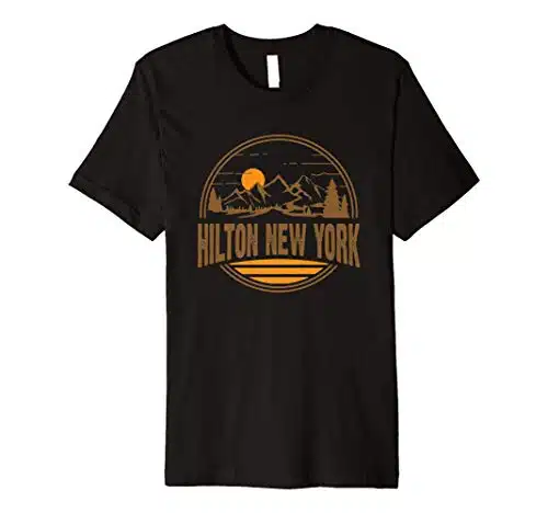 Vintage Hilton, New York Mountain Hiking Souvenir Print Premium T Shirt