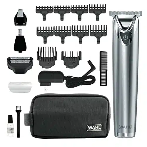 Wahl USA Stainless Steel Lithium Ion + Beard Trimmer for Men   Electric Shaver & Nose Ear Trimmer   Rechargeable All in One Men's Grooming Kit   Model SS