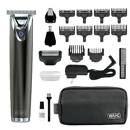 Wahl USA Stainless Steel Lithium Ion + Slate Beard Trimmer for Men   Electric Shaver, Nose Ear Trimmer, Rechargeable All in One Men's Grooming Kit   Model