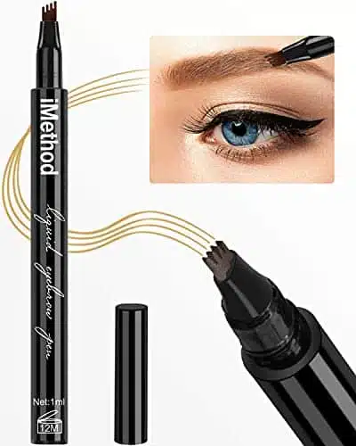 iMethod Eyebrow Pen   iMethod Eye Brown Makeup, Eyebrow Pencil with a Micro Fork Tip Applicator Creates Natural Looking Brows Effortlessly and Stays on All Day, Light Brown
