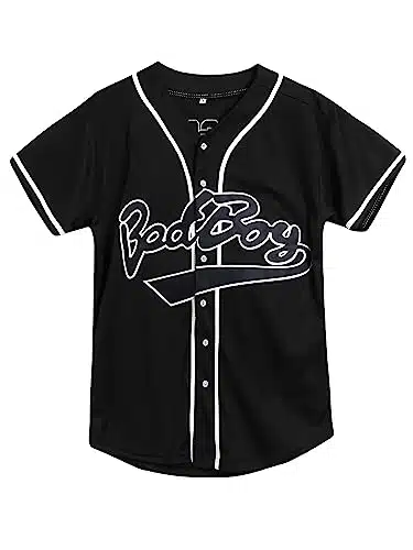 s Clothes for Women and Men,Badboy Baseball Jersey Shirt for Theme Party,Hiphop Clothing for Party Black, XX Large