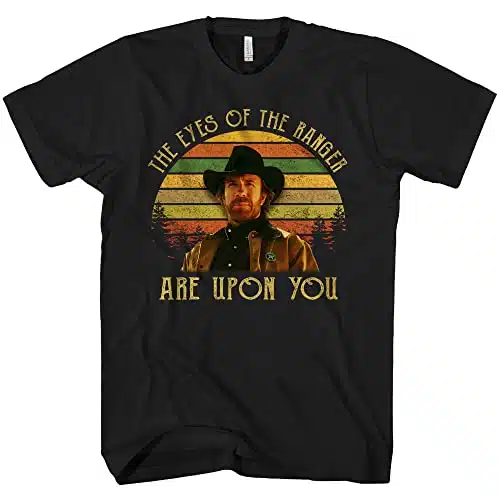ALOPW The Eyes of The Ranger are Upon You Walker Texas T Shirt, Vintage Style Casual Short Sleeve Shirt, Large