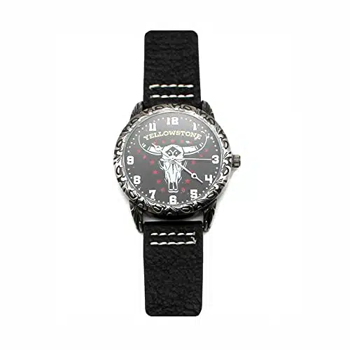 Accutime Unisex Yellowstone The Bad Batch Gun Metal Gray Analog Quartz Wrist Watch with Metal Links and Black Faux Leather for Male or Female All Ages (Model YLAZ)
