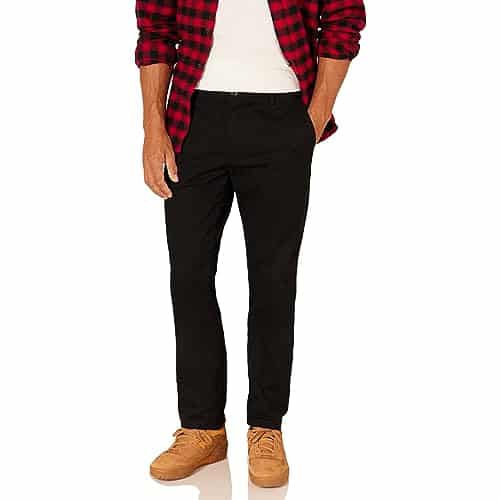 Amazon Essentials Men's Slim Fit Wrinkle Resistant Flat Front Chino Pant, Black, x L