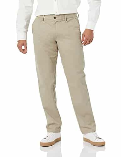 Amazon Essentials Men's Straight Fit Wrinkle Resistant Flat Front Chino Pant, Khaki Brown, x L