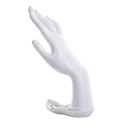 ChezMax Funnuf Resin Lotus Hand Form Jewelry Display Holder Bracelet Necklace Ring Jewelry Stand White