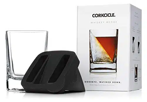 Corkcicle Premium oz Double Old Fashioned Whiskey Glass with Silicone Ice Mold, Perfect for Chilling Whiskey, Bourbon, Tequila, Scotch, Mocktails, Original Whiskey Wedge, Holiday Gifts