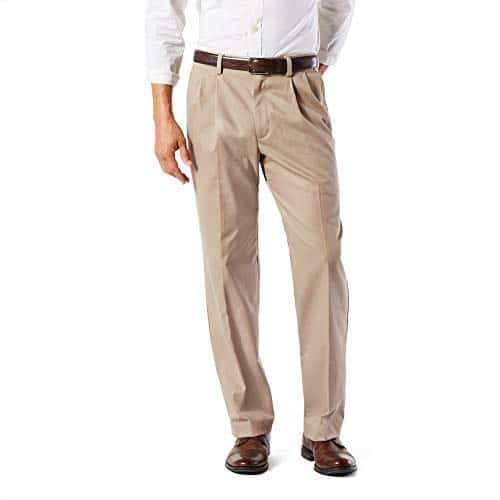 Dockers Men's Classic Fit Easy Khaki Pants Pleated (Standard and Big & Tall), Timberwolf, x L