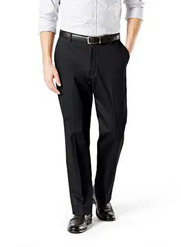 Dockers Men's Classic Fit Signature Khaki Lux Cotton Stretch Pants (Regular and Big & Tall), Black,  x L