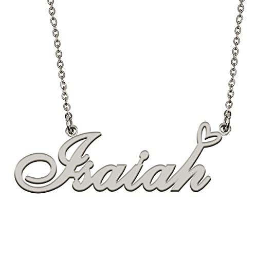 HUAN XUN Silver Pendant Name Necklace Jewelry Personalized for My Bitchs Isaiah Birthday Gift