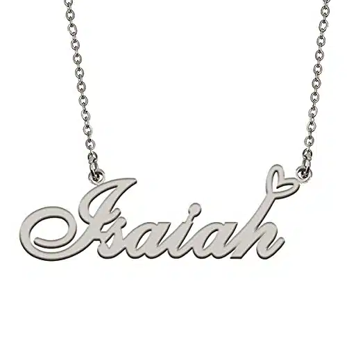 HUAN XUN Silver Pendant Name Necklace Jewelry Personalized for My Bitchs Isaiah Birthday Gift
