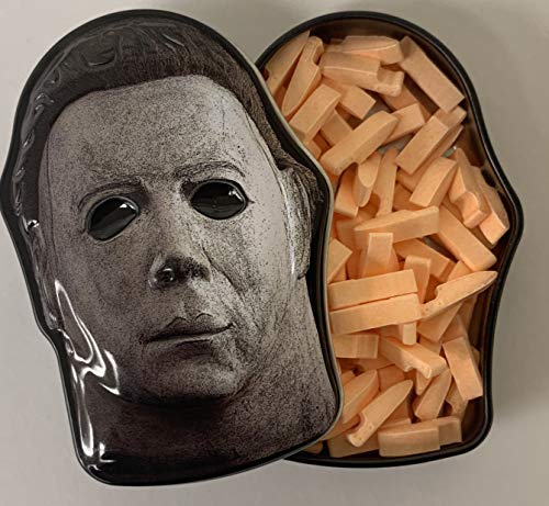 Halloween II Slasher Mask Candy   One () Collectible Michael Myers Mask Tin  Butcher Knife Sour Orange Flavor