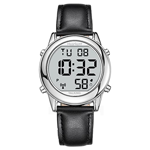 Hearkent Atomic Digital Talking Watch for Elderly Receives US Signals Automatic Time and Date Correction Big Numbers Easy to See Loud and Clear Male English Speaking