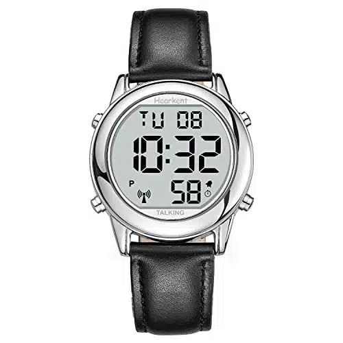 Hearkent Atomic Digital Talking Watch for Elderly Receives US Signals Automatic Time and Date Correction Big Numbers Easy to See Loud and Clear Male English Speaking