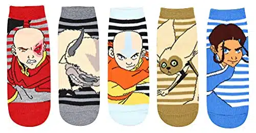 Hyp Avatar The Last Airbender Aang Appa Yip Yip Striped JuniorsWomens Pack Ankle Socks