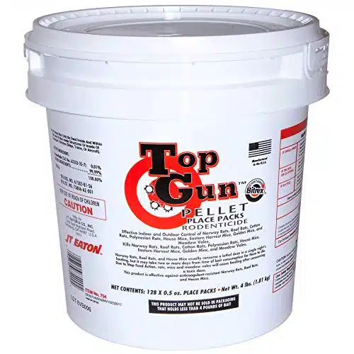 JT Eaton Top Gun Pellet Place Packs Rodenticide Bromethalin Neurological Bait with Stop Feed Action and Bitrex, For Mice and Rats (Pail of )