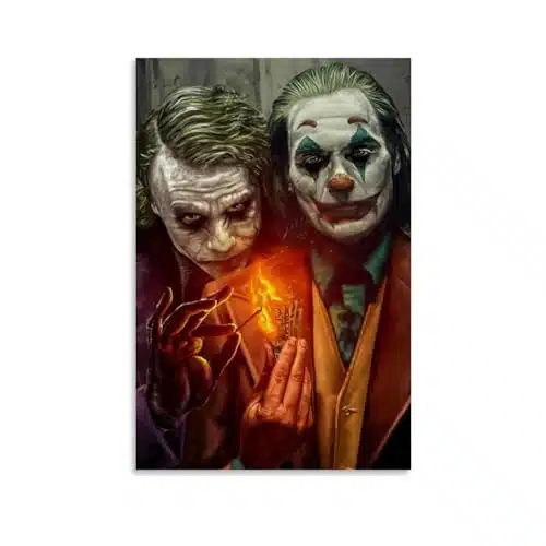 Joker Movie Poster Heath Ledger And Joaquin Phoenix Joker Poster Canvas Wall Art Picture Print Painting for Home Wall Decor xinch(xcm)