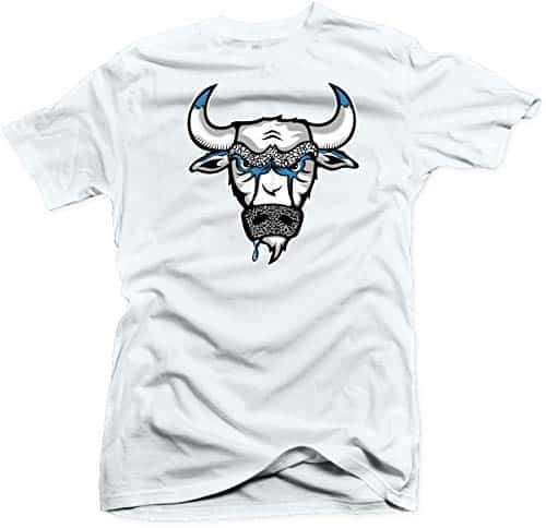 Jordan UNC Cement Sneaker Shirt to Match (Jordan UNC Cement Sneaker Shirt to Match Bull (White), S)