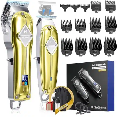 Limural PRO Hair Clippers and Trimmer Combo   Professional Barber Fade Clipper + Zero Gap T Blade Edgers, Complete Beard Grooming Shaving Kit for Men with Fade Taper Combs & RPM Motor