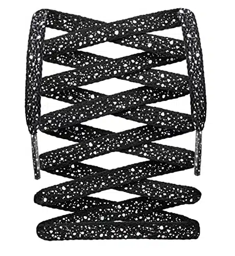 LitLaces   Cement Spotted Shoe Laces Replacement Fits Air Jordan & (BlackWhite,)