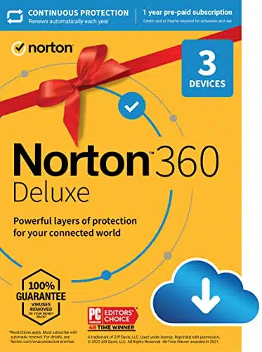 Norton Deluxe, Ready, Antivirus software for Devices with Auto Renewal   Includes VPN, PC Cloud Backup & Dark Web Monitoring [Download]