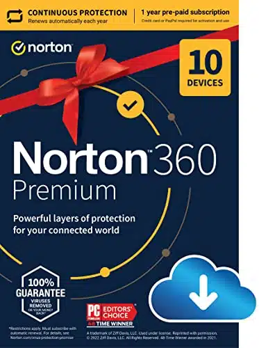 Norton Premium, Ready, Antivirus software for Devices with Auto Renewal   Includes VPN, PC Cloud Backup & Dark Web Monitoring [Download]