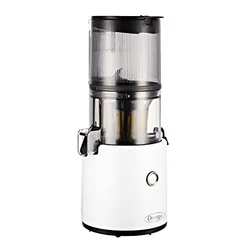 Omega Juicer Easy Clean Slow Masticating Cold Press Vegetable and Fruit Juice Extractor Effortless Series for Batch Juicing with Extra Large Hopper for No Prep, Ounce Capacity, atts, White