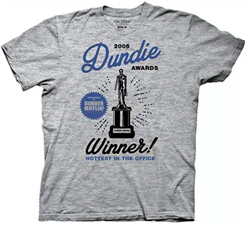 Ripple Junction The Office Men's Short Sleeve T Shirt Dundie Award Winner Hottest Dunder Mifflin TV NBC Show LG Heather Grey