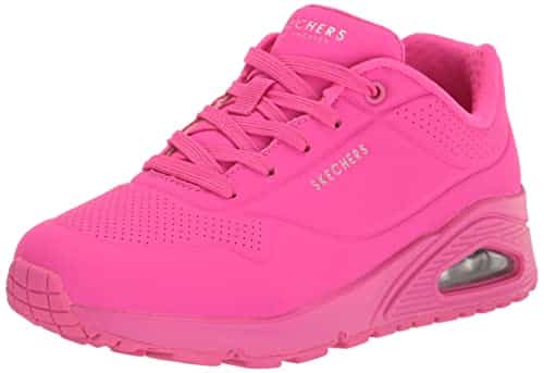 Skechers womens Skecher Street Women's Uno Night Shades Sneaker, Pink Hot Pink Durabuck Htpk,