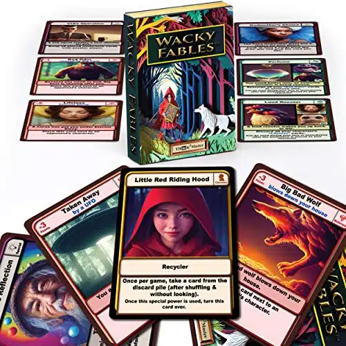 THINKASTER Wacky Fables   Card Game   Cast Misfortunes On Your Opponents & Find Fortunes for Yourself to Make Fun Silly Fairy Tales   Family Game Night   Kids Teens Age +, Players.