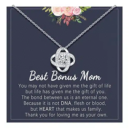 UNGENT THEM Bonus Mom Step Mom Mothers Day Gifts, Bonus Mom Necklace, Step mom Christmas Birthday Mother's Day Gifts from Daughter, Second Mom, Foster Mom, Adoption Mom Gifts