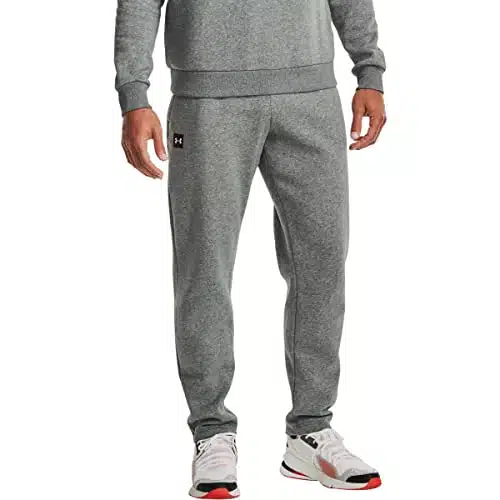 Under Armour Mens Rival Fleece Pants , Pitch Gray Light Heather ()Onyx White , Large