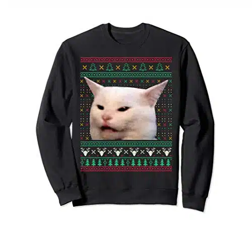 Woman Yelling at a Cat Ugly X mas Sweaters Funny Meme Dress Sweatshirt