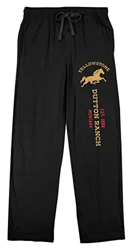 Yellowstone Series Dutton Ranch Logo Men's Black Graphic Sleep Pants  Large
