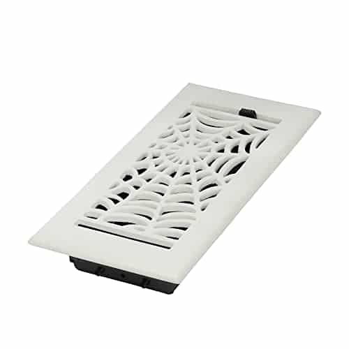 xSpooky Gothic Vent Cover in Spider Web Design Cast Aluminum WallCeiling Register with Detachable Steel Metal Louver  Powder Coated White with Holes for WallCeiling