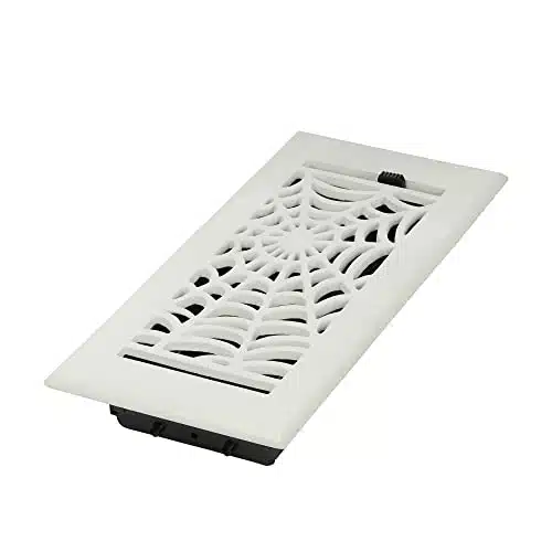 xSpooky Gothic Vent Cover in Spider Web Design Cast Aluminum WallCeiling Register with Detachable Steel Metal Louver  Powder Coated White with Holes for WallCeiling
