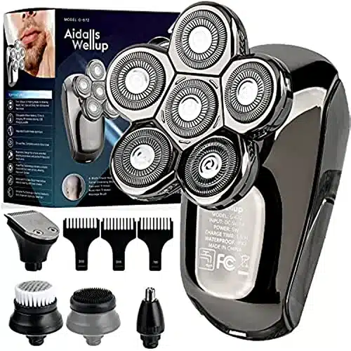 AD Head Shavers   Anti Pinch Electric Razor, in Grooming Kit with NoseBeard Trimmers, Waterproof and Rechargeable Shavers for Bald Men